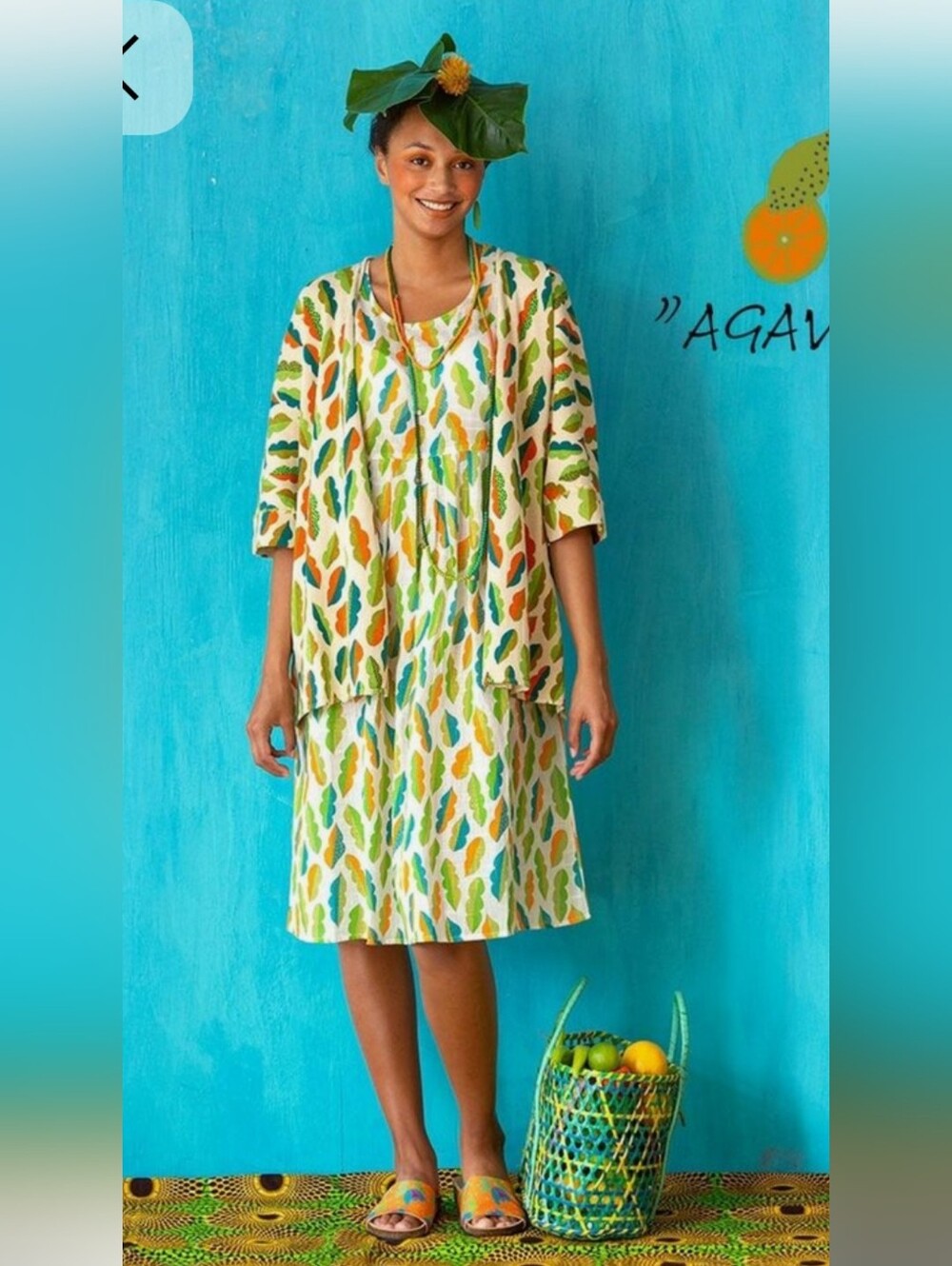 Gudrun Sjoden Green, Blue and Orange Printed Lightweight Cardigan